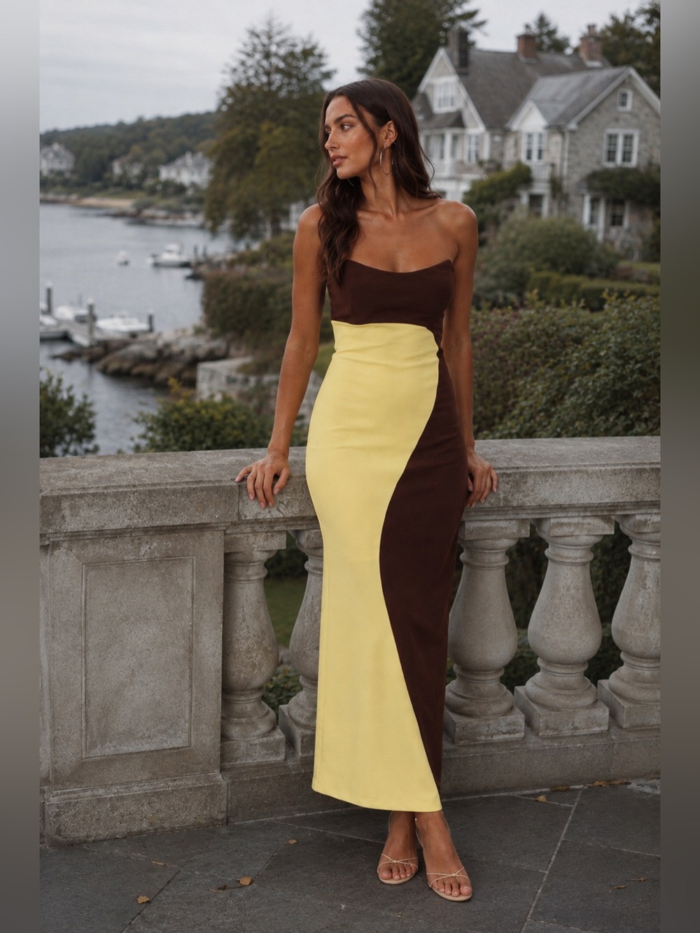 Selfie Leslie Regent Color Block Strapless Maxi Dress – Size Small NWT